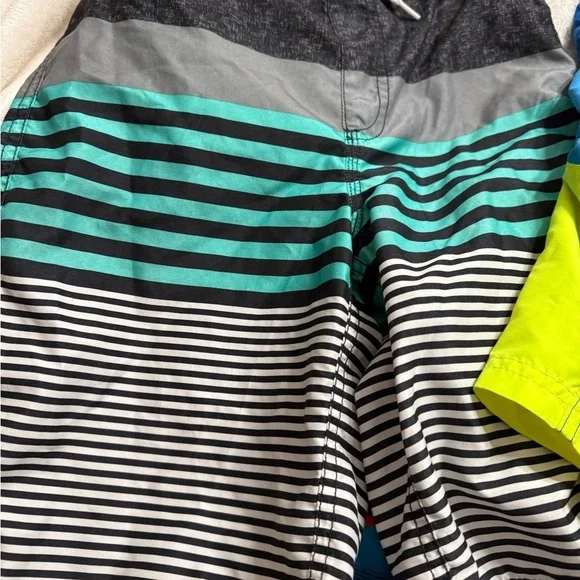 Boys L/XL 12/4 3 Colorful Striped Swim Shorts Lot - Picture 3 of 12